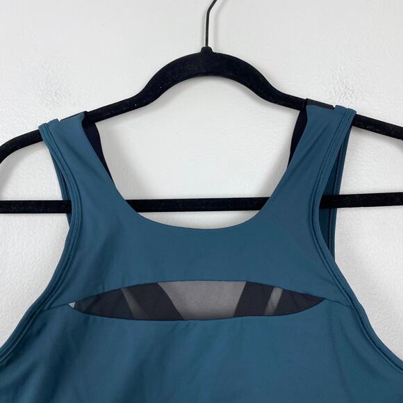 Lululemon Run The Day Bra Submarine Black Nulux Deep V Back Mesh Panel Size 10‎ - Picture 4 of 9